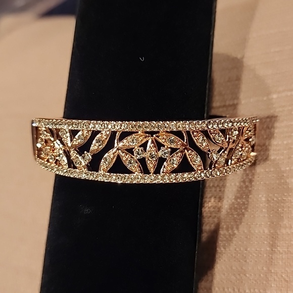 Charter Club Jewelry - Charter Club Rose Gold-Tone Crystal Filigree Bangle Bracelet NWT